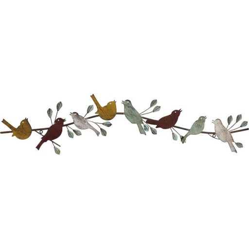 Metallic Bird Row Garden Wall Art